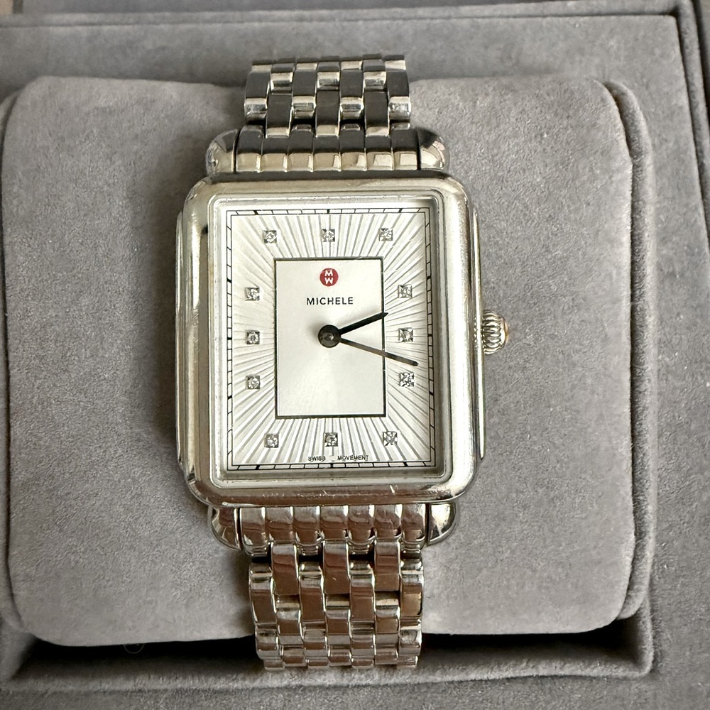 Michele Deco ll Diamond Dial Luxury Watch with 2 Bands - Picture 2 of 8